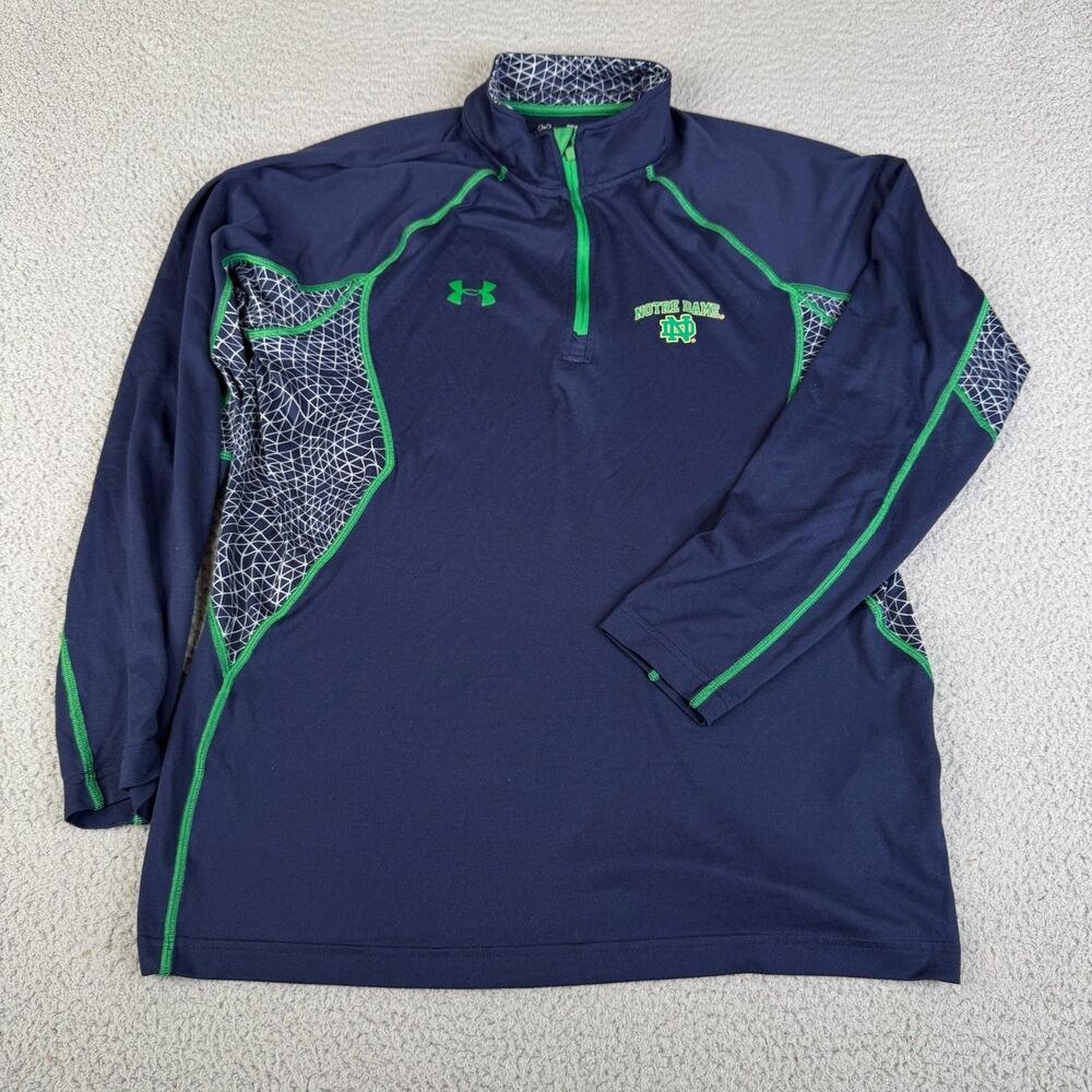 NOTRE DAME Fighting Irish Sweater Women M Blue Green 1/4 Zip Under Armour Loose